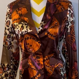 Russell Keng 100% Silk Butterfly Print Jacket